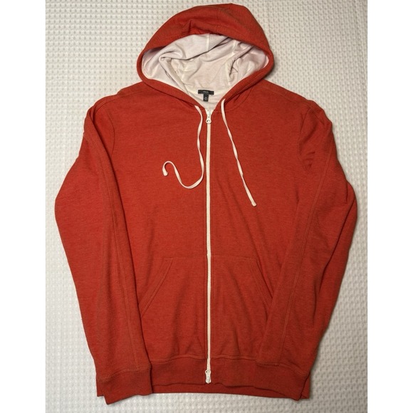 Vince Waffle Knit Orange Full Zip Up Men's Hoodie Sweatshirt Cotton Comfy - Picture 1 of 6